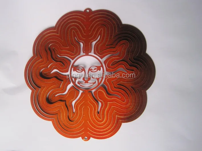 
laser cut Stainless steel wind spinner- Classical 3d Sun 