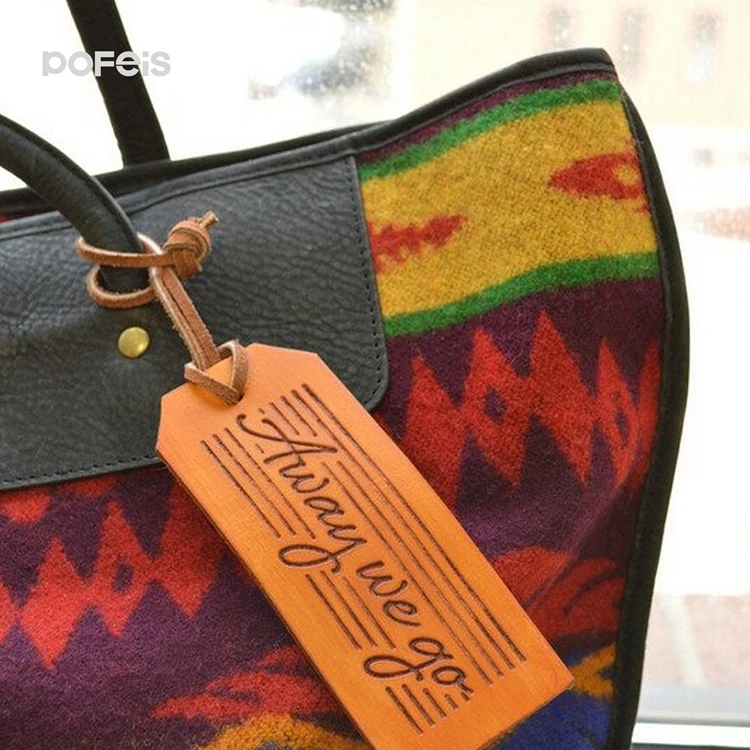 custom vintage long handmade real leather bookmark travel luggage tag bag ornaments