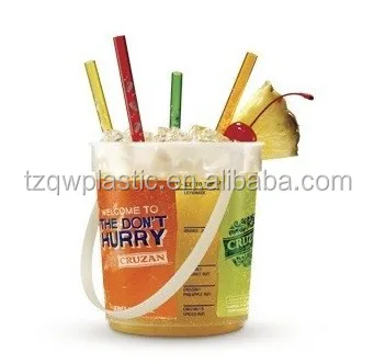 Custom printing design 32OZ Bacardi plastic rum bucket for drinking