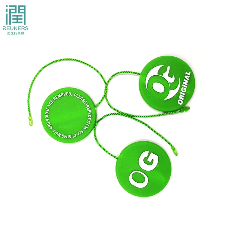 Custom brand colorful lock seal hang tag plastic string tag for garment
