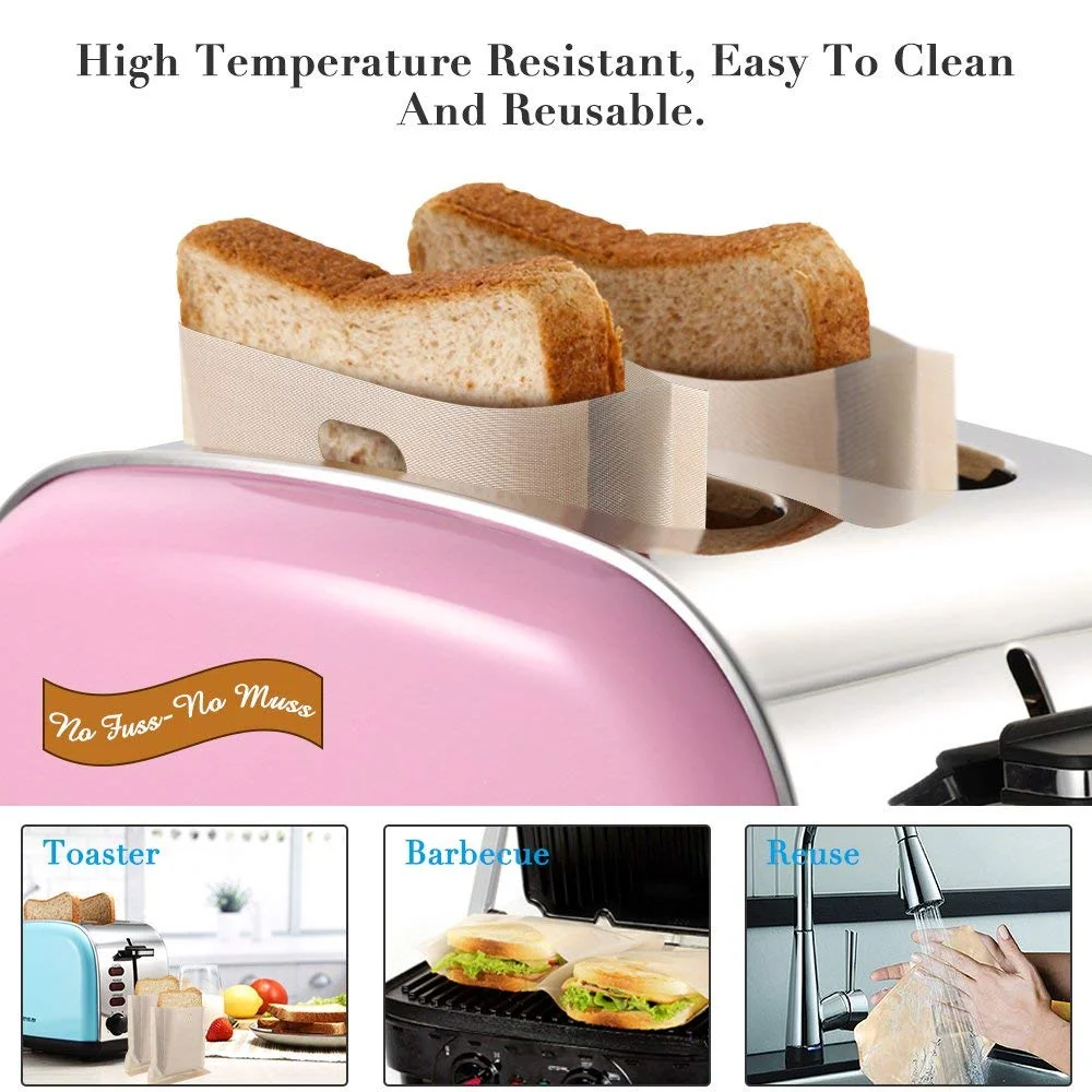 Heat Resistant Non Stick Toaster Bags Bread Toast Pockets Reusable Toaster Sandwich Bag