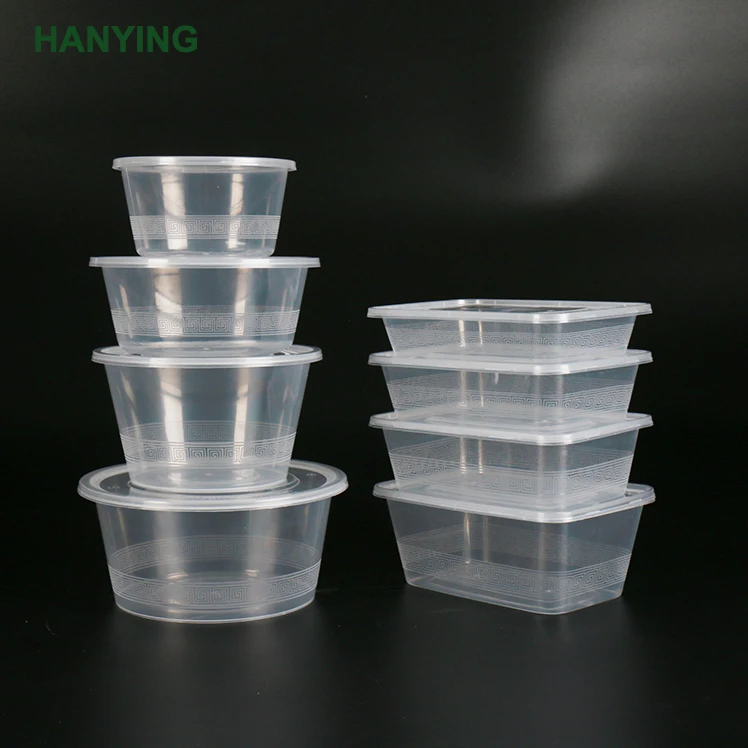 
Round lunch box plastic disposable with lid lunch box container sets plastic disposable lunch box 