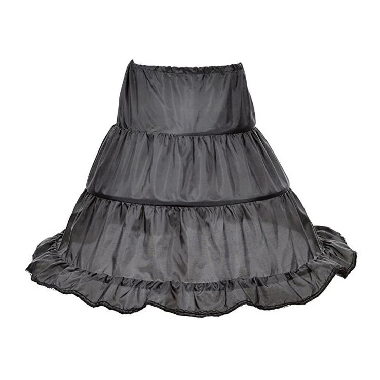 Petticoat Half Slip 3 Hoop Flower Girl Crinoline White Black One Size Children Petticoat