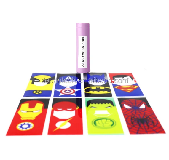 Multiple Colors PVC Wrapper 18650 Battery Heat Shrink Wrap With Cartoon Printing