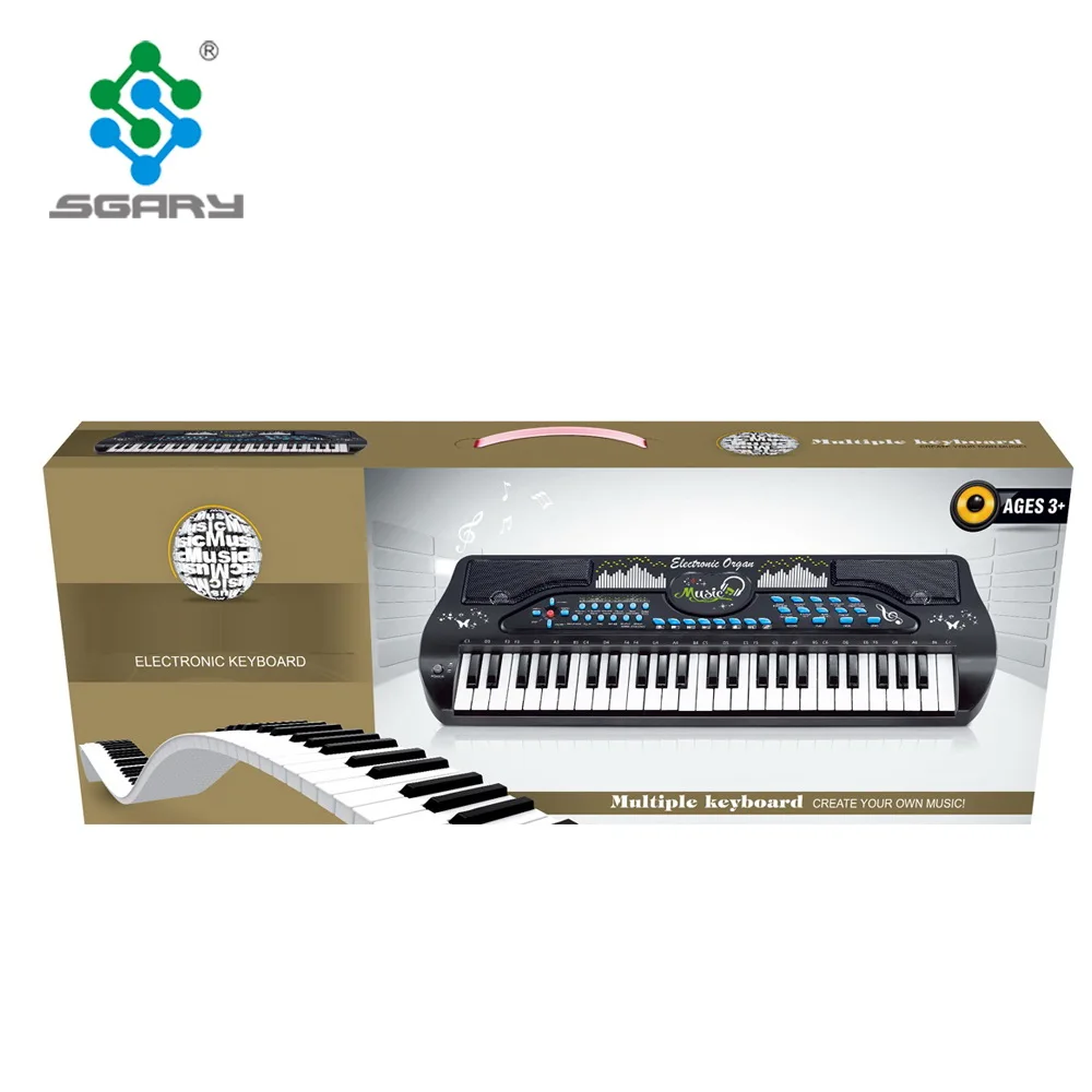Premium Black 49-Key Portable Electronic Keyboard With Microphone and USB Connecting Line