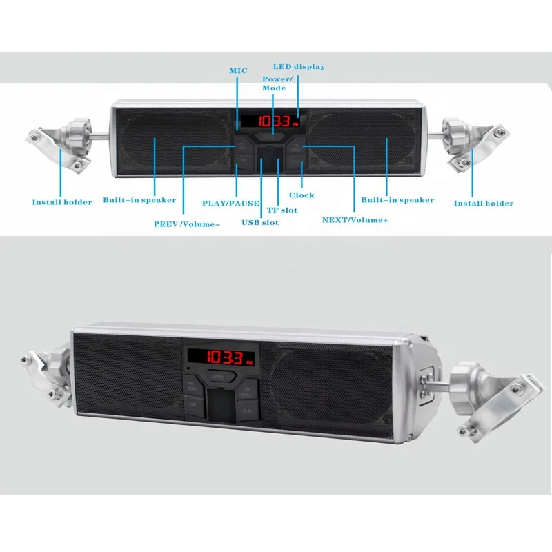 Hot Sale Waterproof Anti-theft subwoofer stereo Motorcycle radio MP3 player