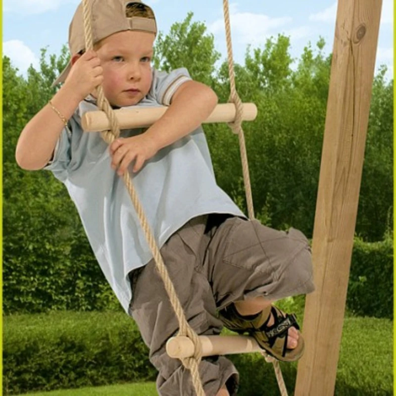 Rainbow Wooden Plastic Climbing Rope Ladder Tree Swing Set With Hanging Ninja Obstacle Course For Outdoor Garden  Backyard Sale