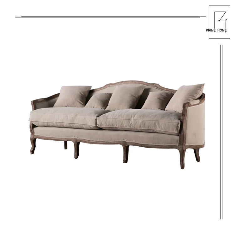 hot selling antique French provincial style oak wooden frame carved sofa