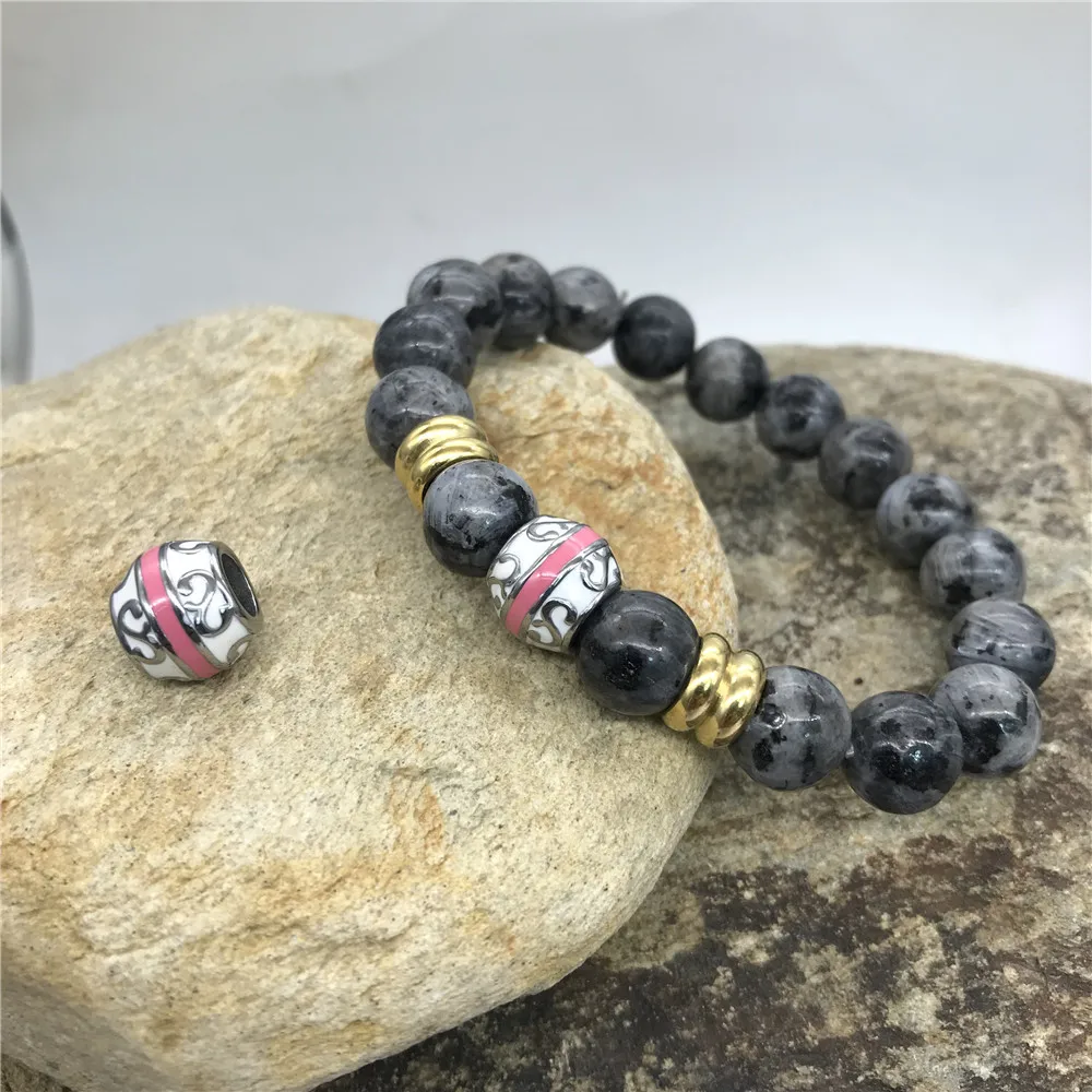 DIY Drum Shape Large Hole Metal Beads, Lead free Nickle Free Necklace and Bracelet stainless steel enamel Beads Accessories