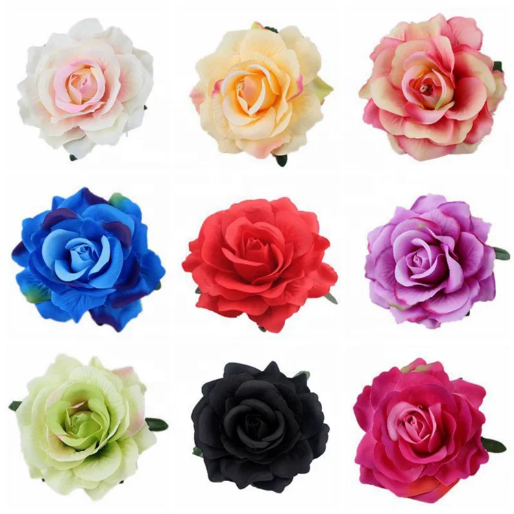wholesale Background flower wall decoration straw hat flower accessories DIY wedding props silk rose flower head