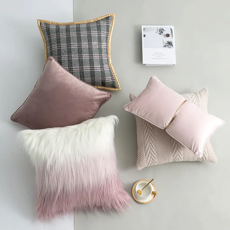 Home Decor 100% Polyester Washable Knitted Plain Cushion Cover