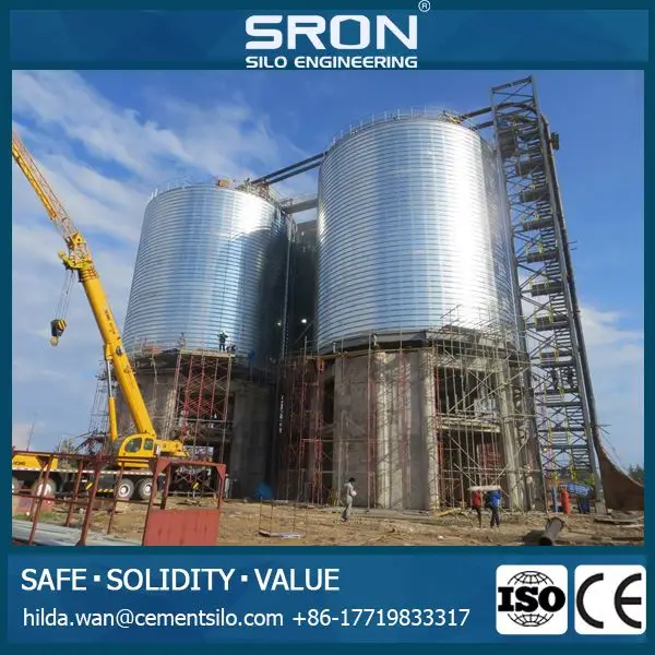 Customized Steel 5000 Ton Cement Silo , SRON Engineers Available Service Overseas