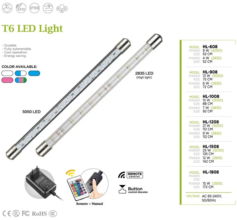 
CE ROHS Fish Tank Submersible Freshwater LED Aquarium Light Made In China 