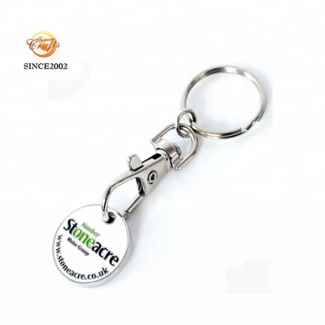 Custom high quality zinc alloy house shape shopping cart tokens keychain