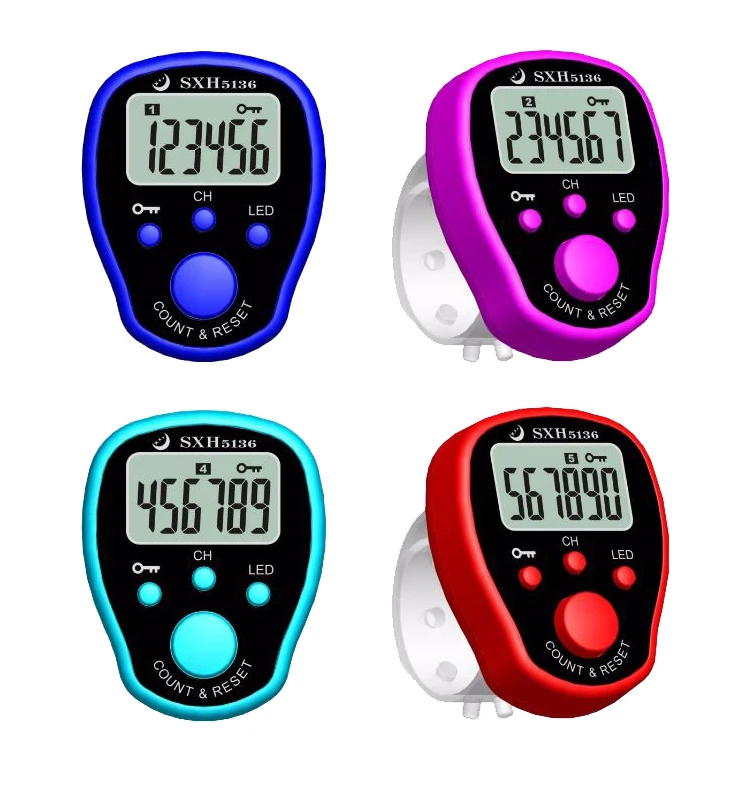 2018 factory direct New Multifunctional 5 Channels 6-Digital LED Backlight Muslim Finger Tally  Counter