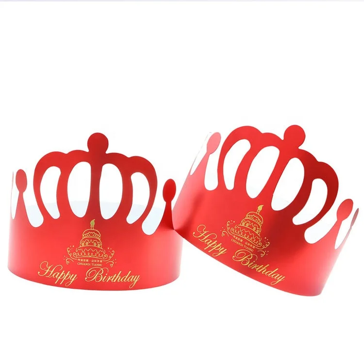 Wholesale children adult cake paper hat manufacturers custom special edition gold card birthday party crown cap