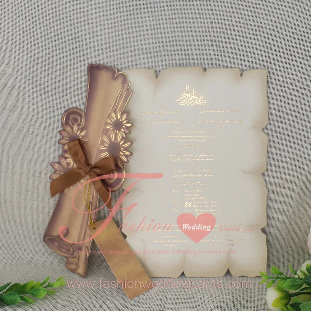 Customized Handmade Ancient Scroll Jagged Invitations In China Factory