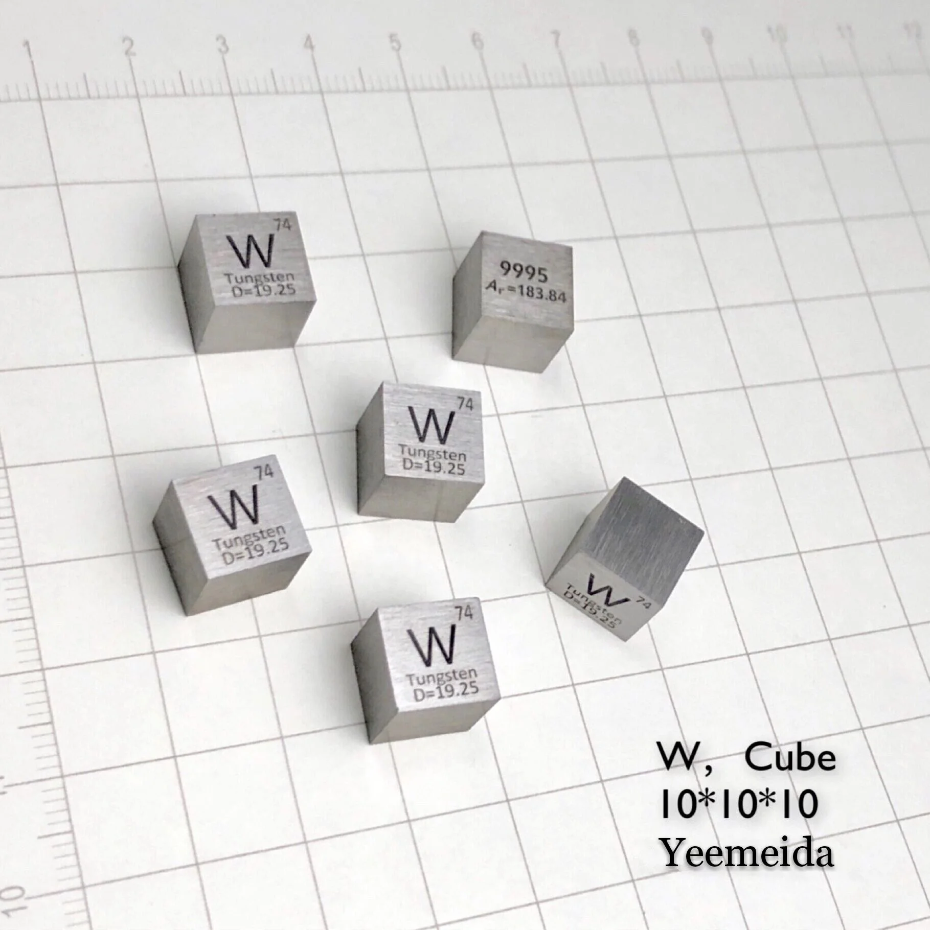 
99.95% Pure Tungsten metal element cube for element collection 
