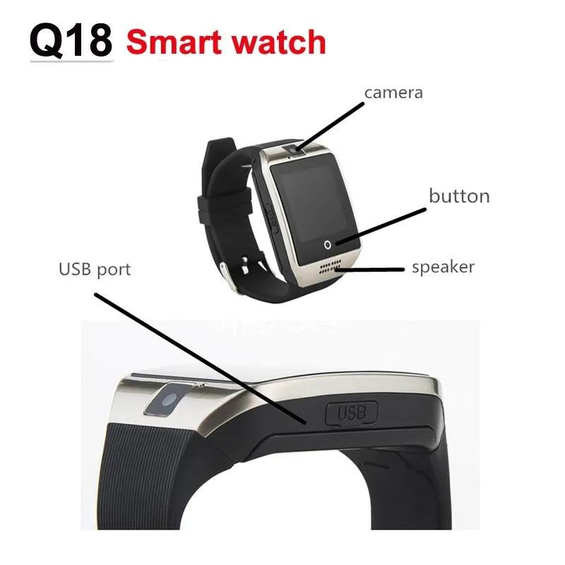 China Factory Price Q18 touch screen smart watch, android smartwatch phone with camera High Quality Smart Bracelet Wrist Band
