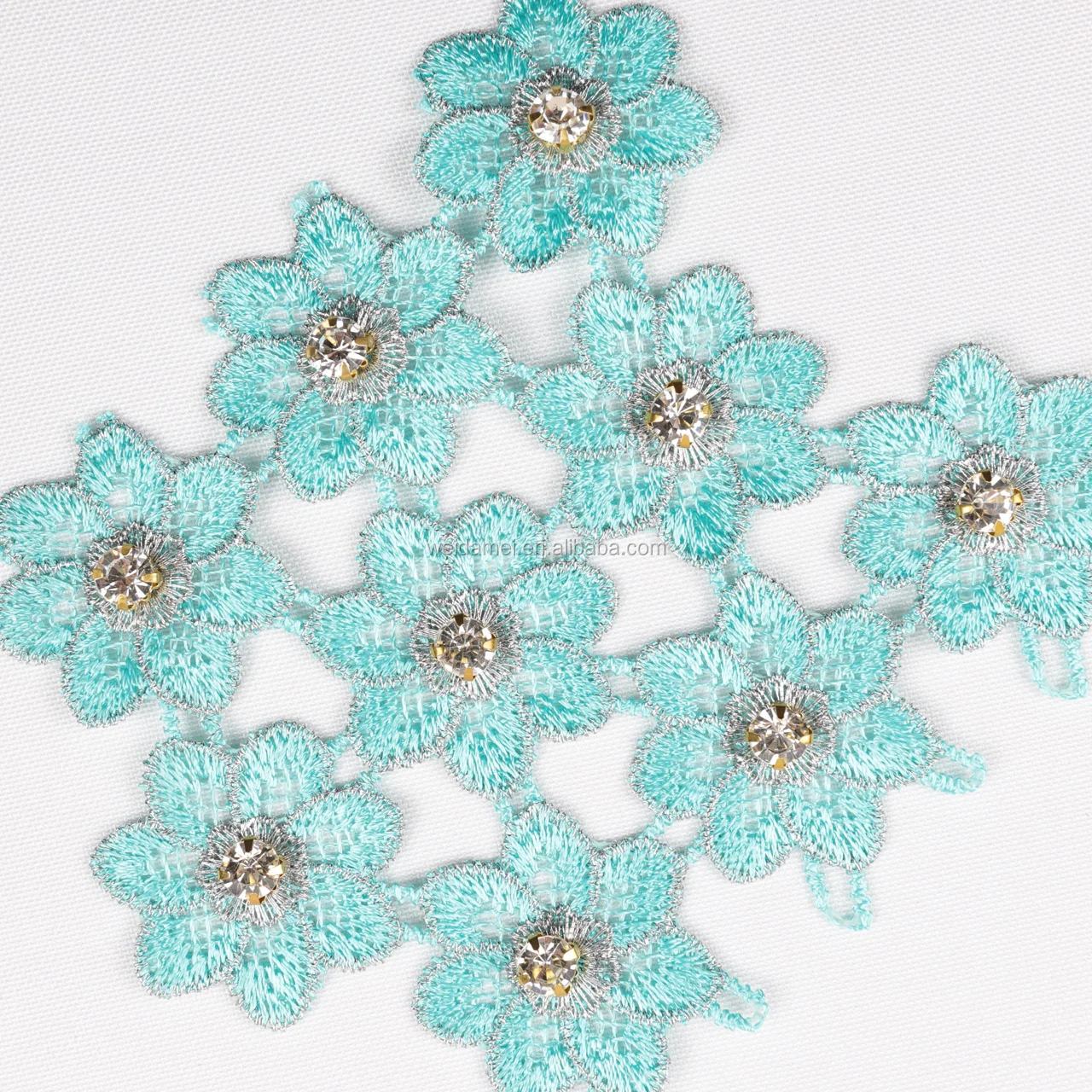 2019 Elegant Hot Sale Handmade Lace Trim with Beads and Stones Trim Lace Fabric by Yard