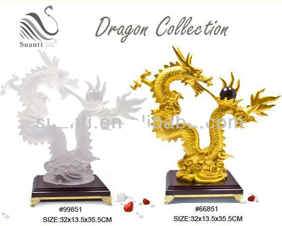 Resin Dragon Figurine Statue Fengshui Decorative