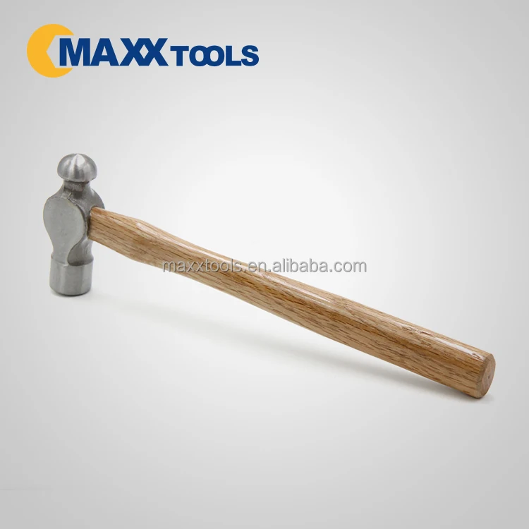 Carbon steel ball peen hammer with wooden