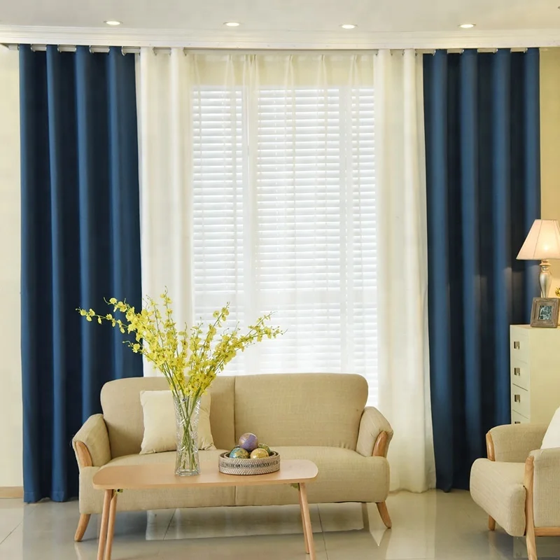 High Quality Linen Interior Sun Shading Thick Cloth Panels Drapes Blackout Curtains For Cafe Bedroom Living Room Wholesale