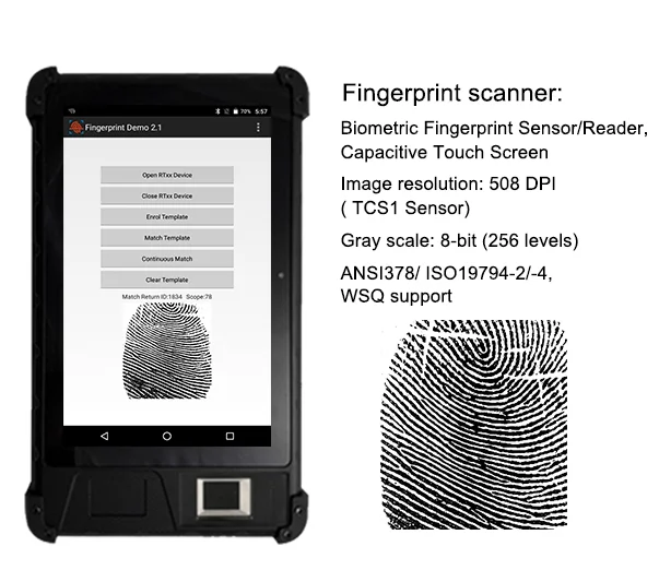 HFSecurity HFSecurity FP08  Android 7.0 4G GPS FBI Fingerprint NFC RFID Time Attendance with Free SDK
