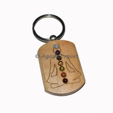wholesale Natural buddha keychain with chakra cabs amethyst chakra stone embedded chakra cabs frame healing keychain for sale