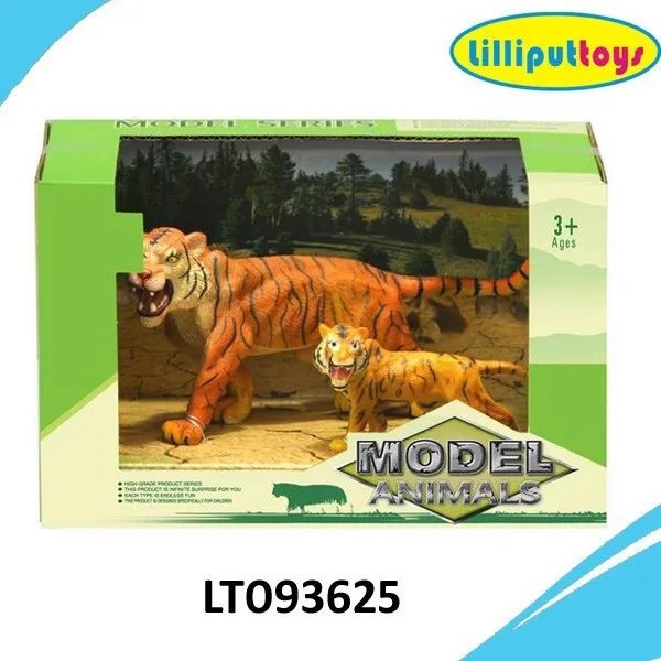 Fierce mother and baby tiger animals plastic wild animals toy