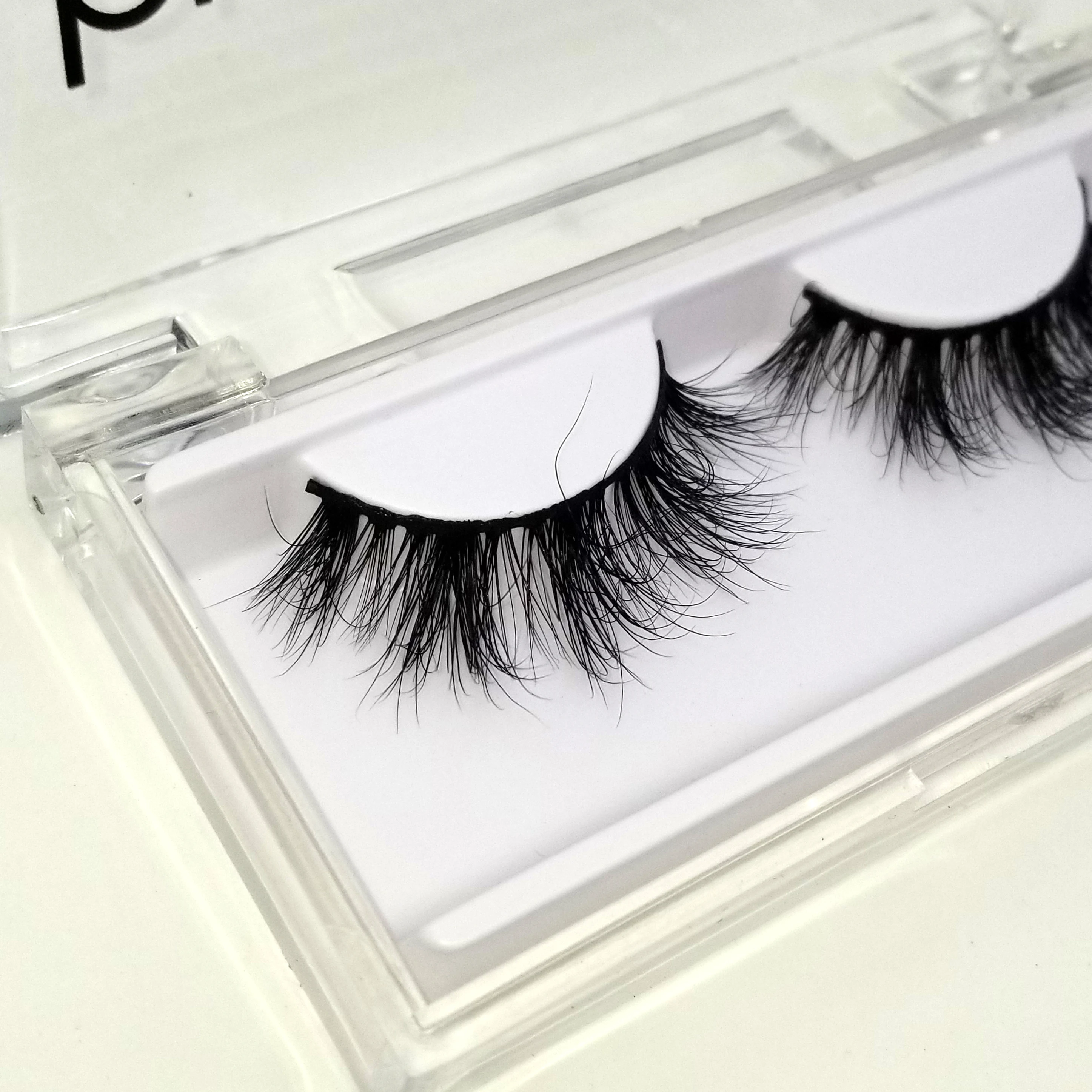 2019 new style no MOQ plastic clear eyelash packaging box 3D  mink eyelashes with logo