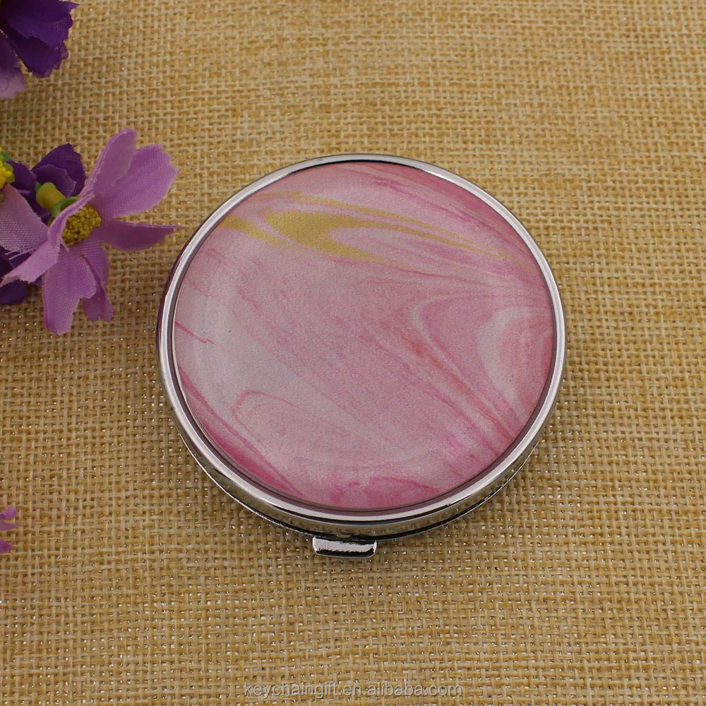 Hot sale good quality leather compact mirror pink pocket mirror