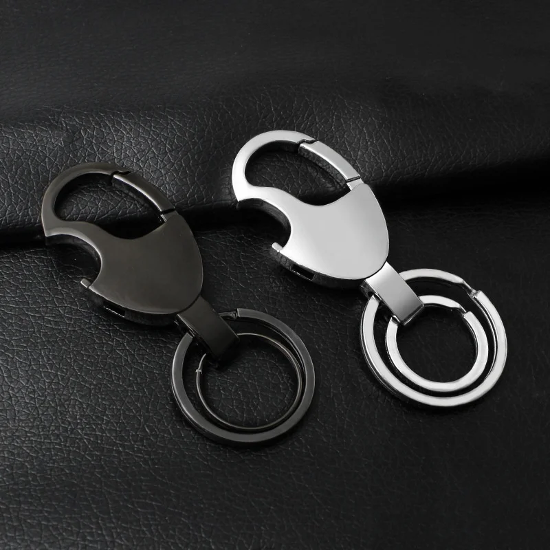 silver black color metal blank carabiner keychain