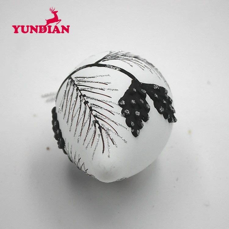 Factory Wholesale Oval Shaped Cheap White Matt Christmas Hanging Glass Ball Decoration