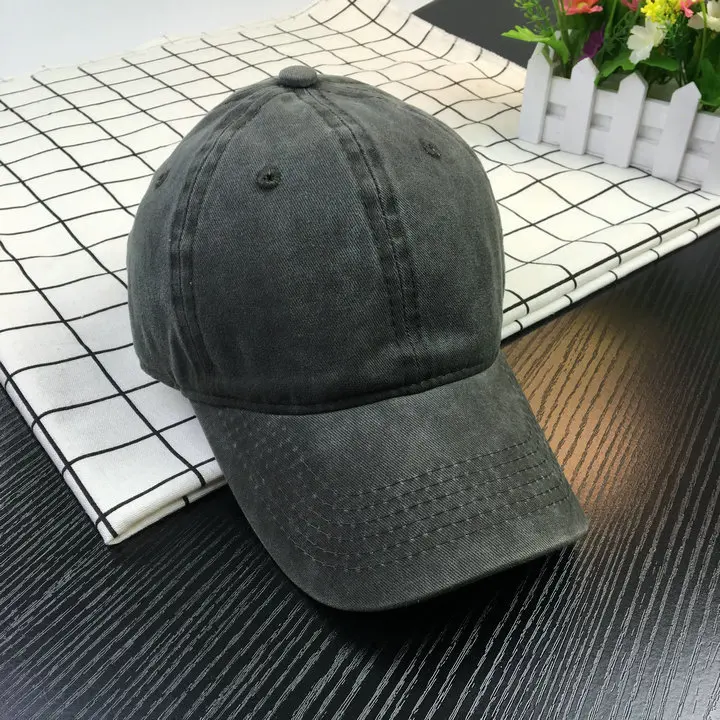 
Fashion style plain washed distressed denim dad hat small order available 