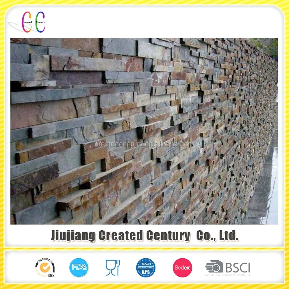 
Cheap exterior mutilcolor slate cultured stone for wall 
