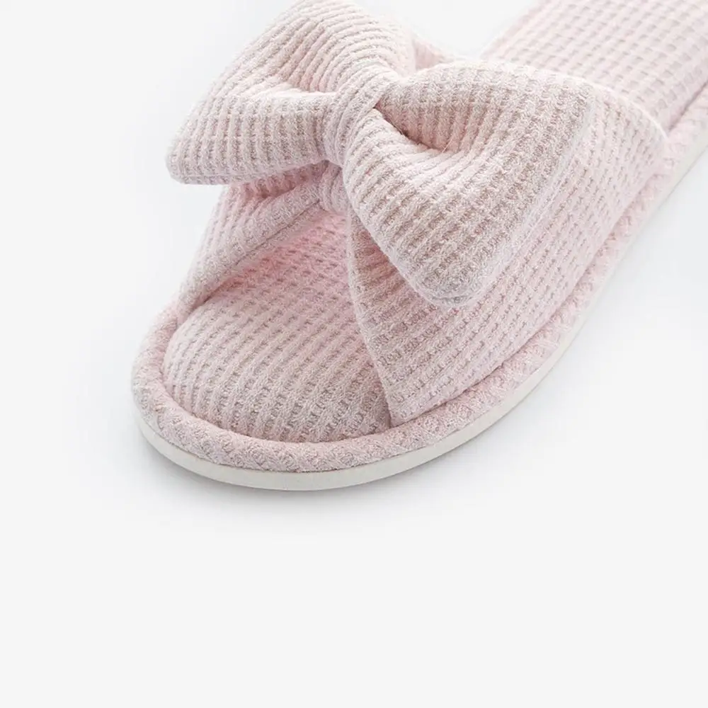Lovely bowknot fashionable fair lady fan soft and comfortable cotton slippers for four seasons