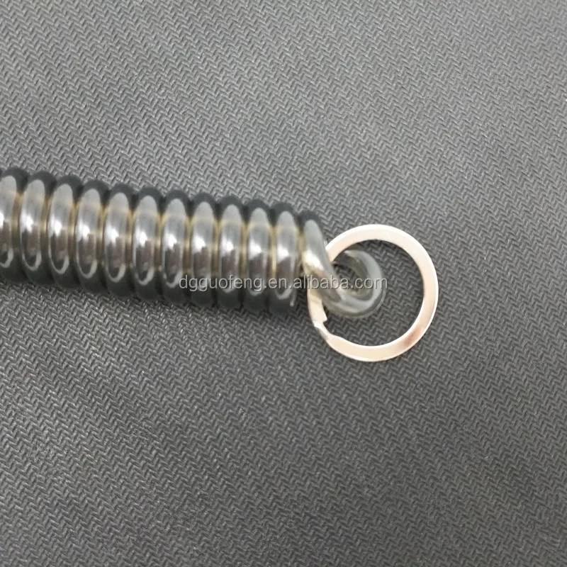 Drop Protecting Coil Lanyard / Plastic Coiled Spring tool safety lanyard / Fishing Rod Spiral Coil lanyard With Stainless Hooks