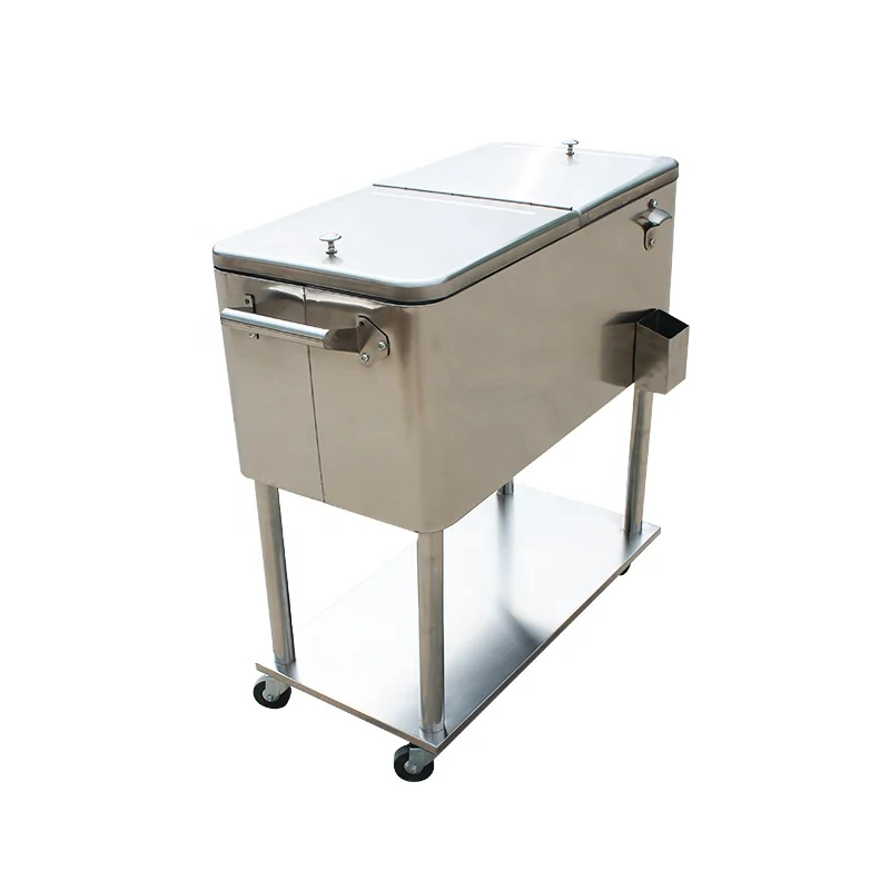 Stainless Steel rolling Patio Cooler Cart Suitable for Indoor or Outdoor Use