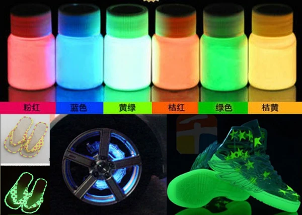 100g lot Luminous Pigment Phosphor Powder photoluminescent Pigment 10 ColorsX10g Glow at Night Coating Nail Polish