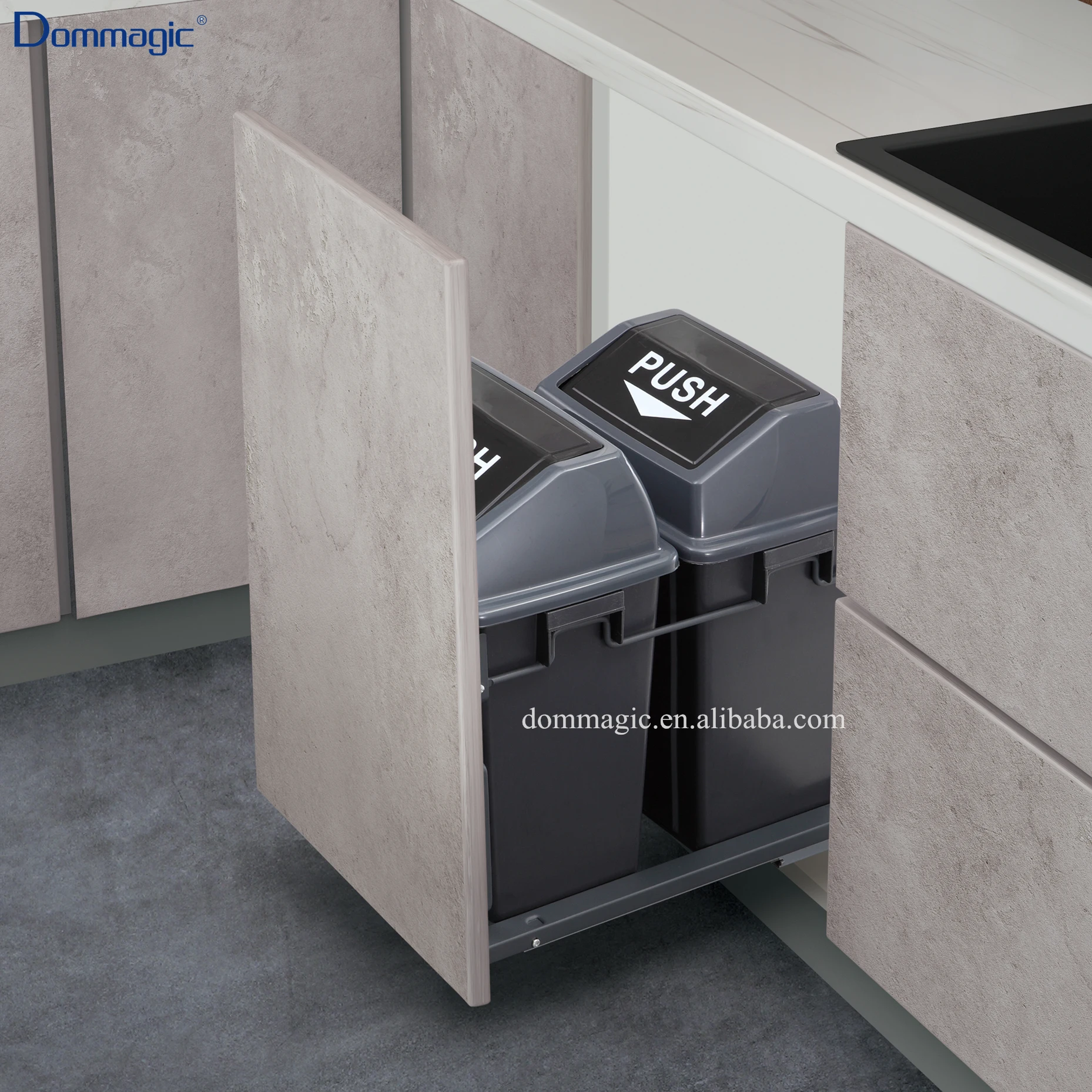 Dommagic Kitchen Cabinet Door Mounted Pull Out Waste Bin