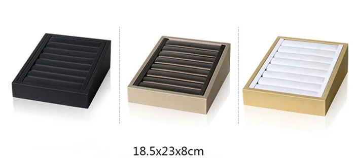 Custom Logo Jewelry Display Exhibitor For Counter Showcase Rings Earrings Holder Leather Ring Display Stand