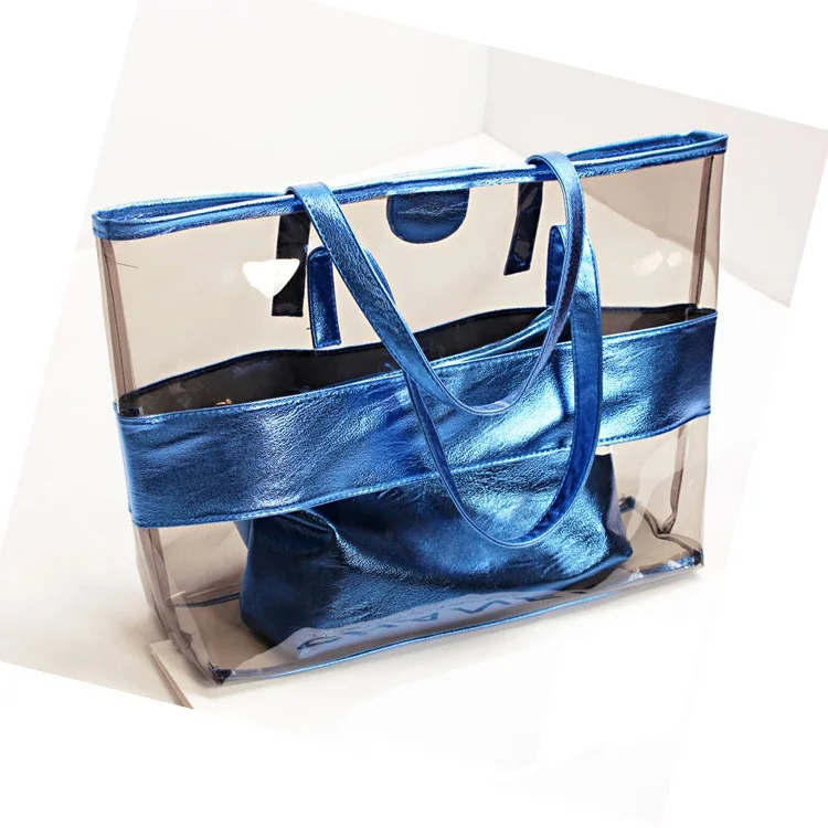 
Summer new PVC waterproof transparent bag crystal neon jelly shoulder bag female leisure beach bag handbag 