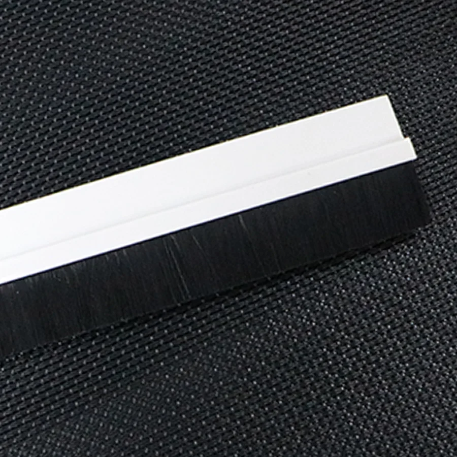 Self Adhesive Under Door Bottom Seal Weather Striping White PVC & PP Brush Strip Draught Excluder Sweep Dustproof Windproof