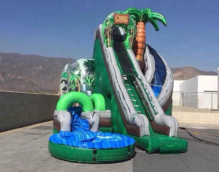 
Cheap commercial giant tropical palm tree inflatable water slide for sale 