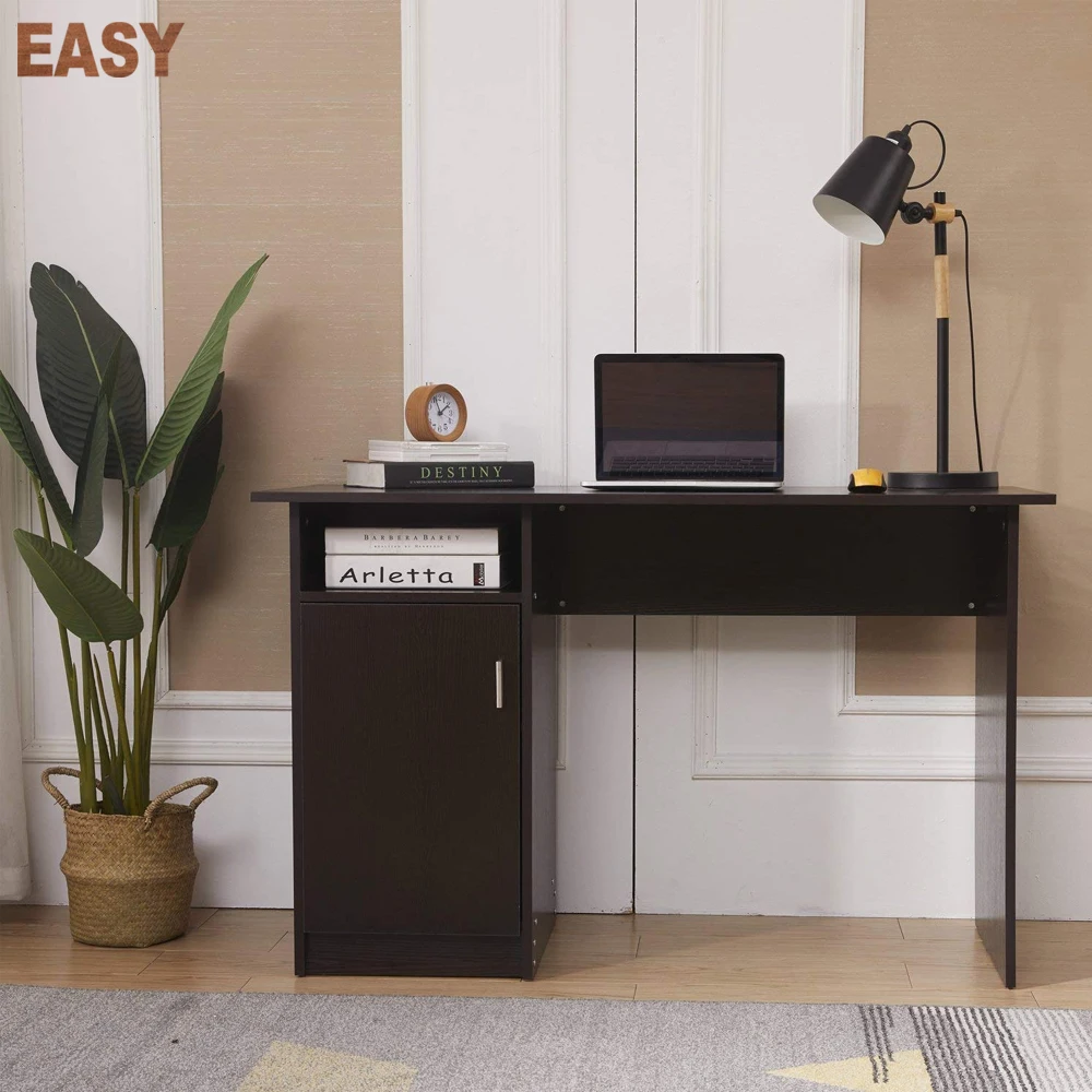 Home Office Desk with 3 Layers Shelves Storage Computer Desk Table with File Cabinet Simple Workstation