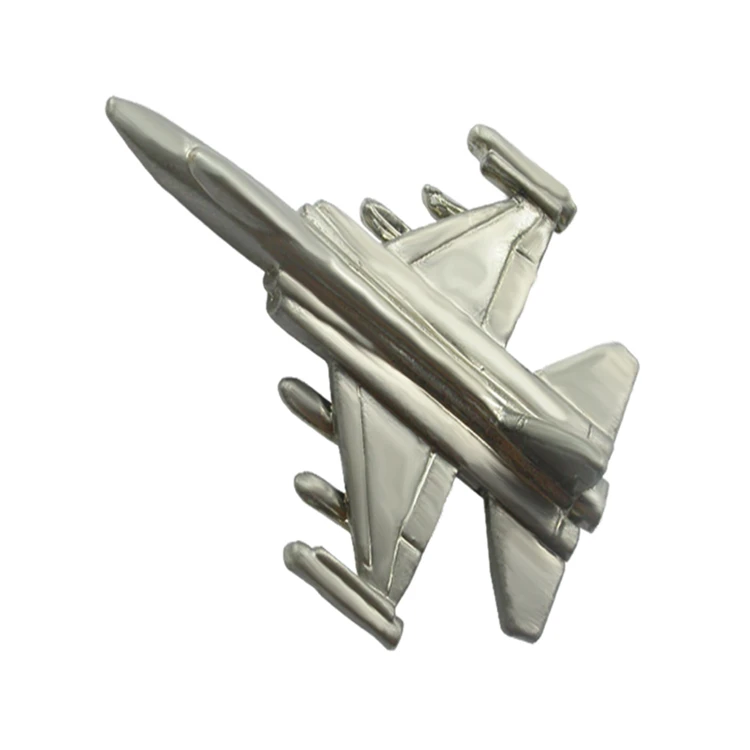 
3D metal zinc alloy custom aircraft shaped antique silver color lapel pin 
