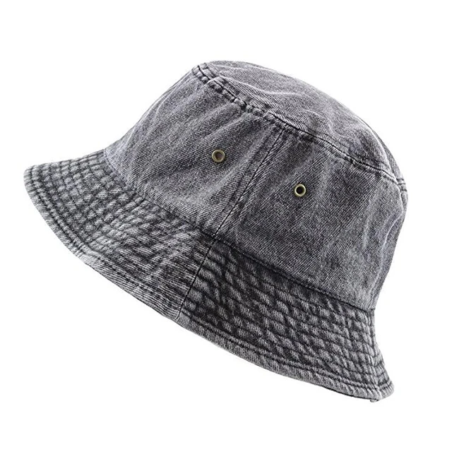 High Quality sun hat jeans Washed Cotton custom denim bucket hat