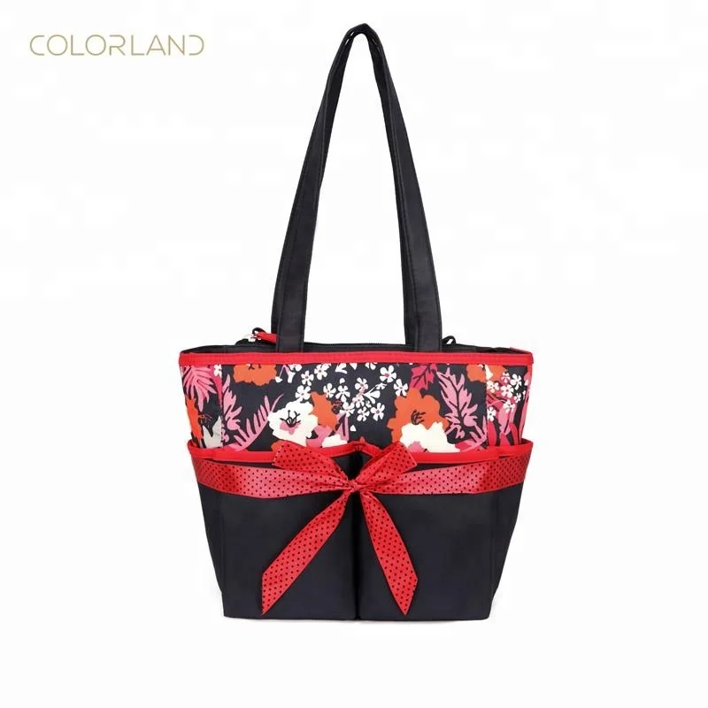 Colorland Practical Family Set Baby Diaper Tote Set with Bottle Holder, Clear Pouch, Changing Mat