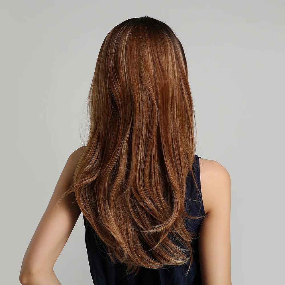 BVR Synthetic Wig Brown Mixed Color Long Curly Hair Rose Intranet High Quality Wig